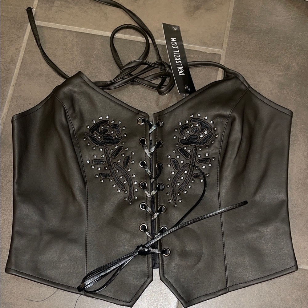 Current Mood Black Faux Leather Corset